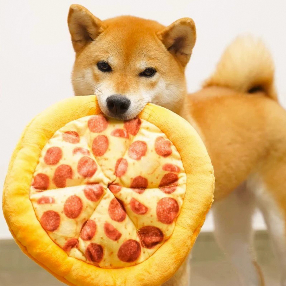 Jouets à mâcher amusants et grinçants pour animaux de compagnie — Pizza et beignet