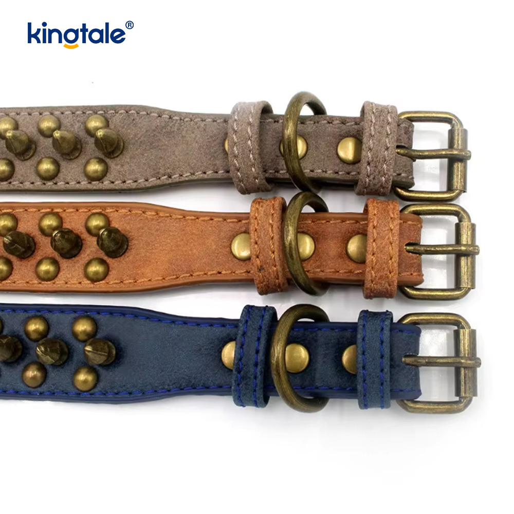 Collier pour animaux de compagnie en PU à rivets anti-morsure