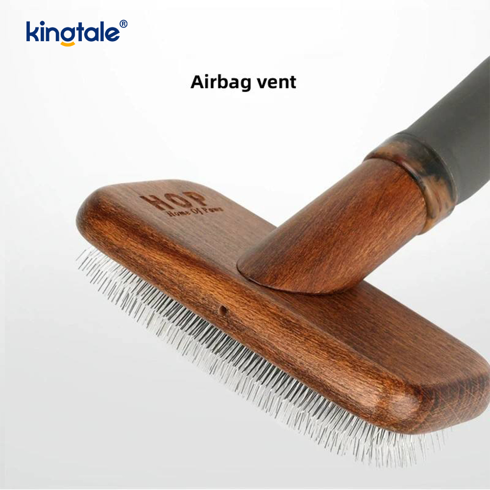Peigne pour animaux de compagnie, broches en acier inoxydable, corps en bois de hêtre