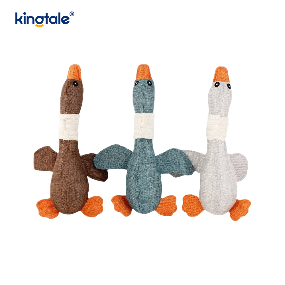 Jouet grinçant en peluche pour animaux de compagnie, résistance à la morsure d'oie pour nettoyer les dents