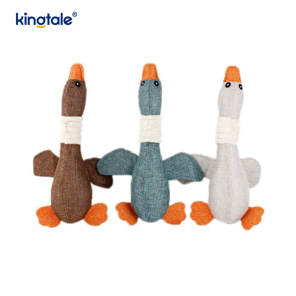 Jouet grinçant en peluche pour animaux de compagnie, résistance à la morsure d'oie pour nettoyer les dents