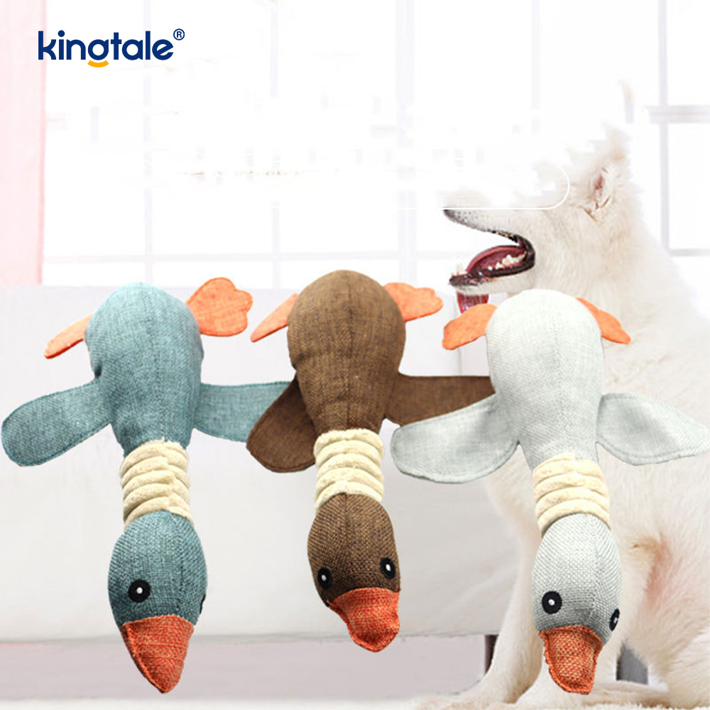 Jouet grinçant en peluche pour animaux de compagnie, résistance à la morsure d'oie pour nettoyer les dents
