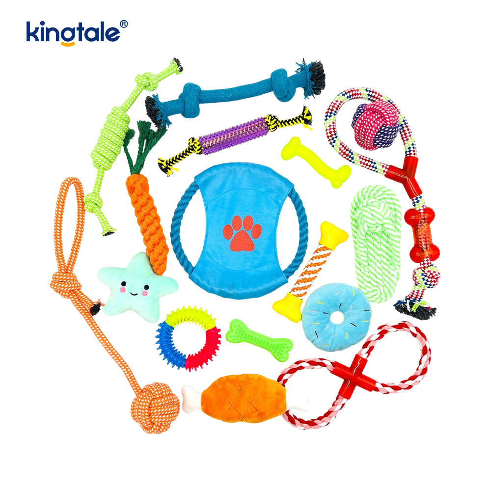 Ensemble de jouets en corde pour animaux de compagnie, 17 pièces, pour la dentition et le plaisir à l'intérieur et à l'extérieur