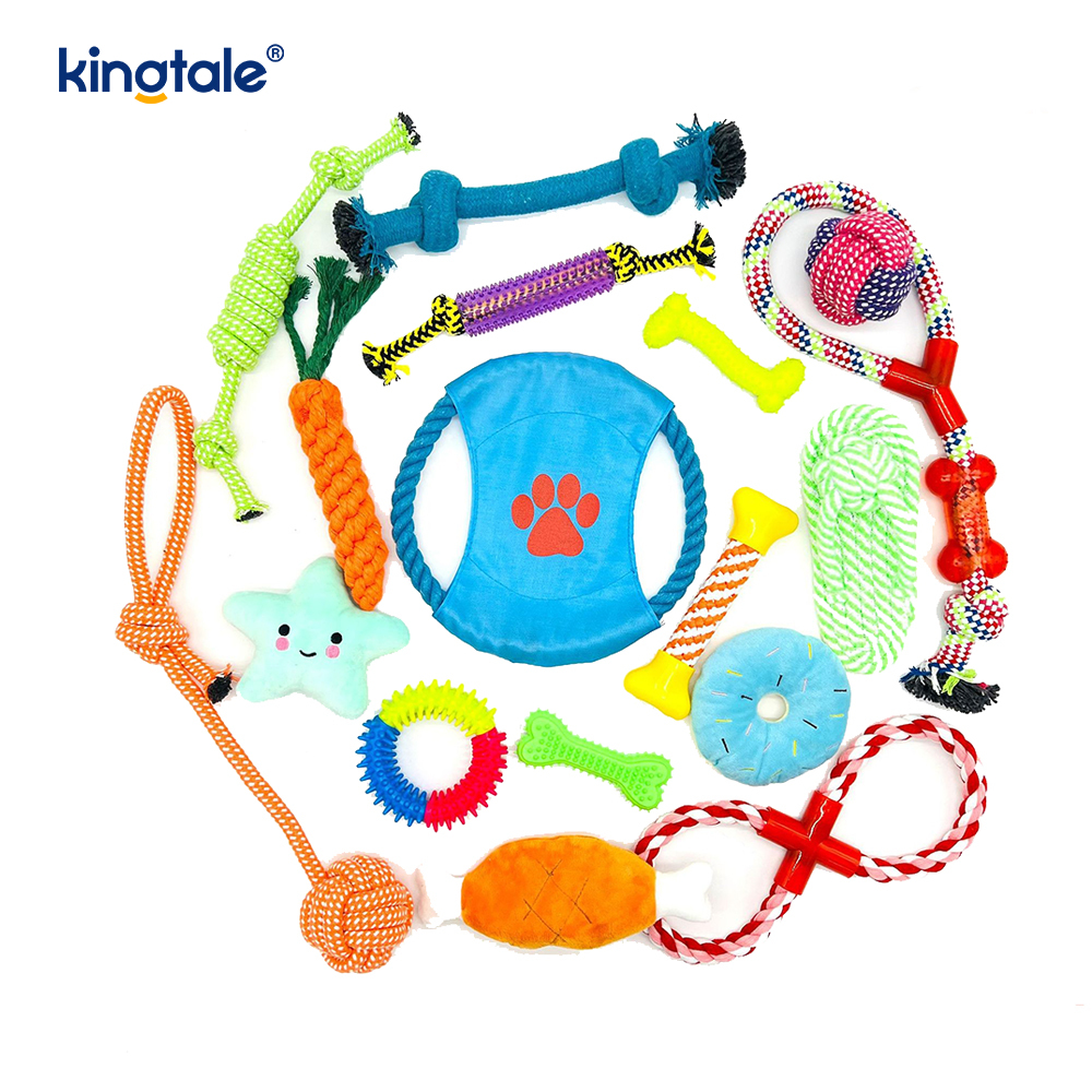 Ensemble de jouets en corde pour animaux de compagnie, 17 pièces, pour la dentition et le plaisir à l'intérieur et à l'extérieur