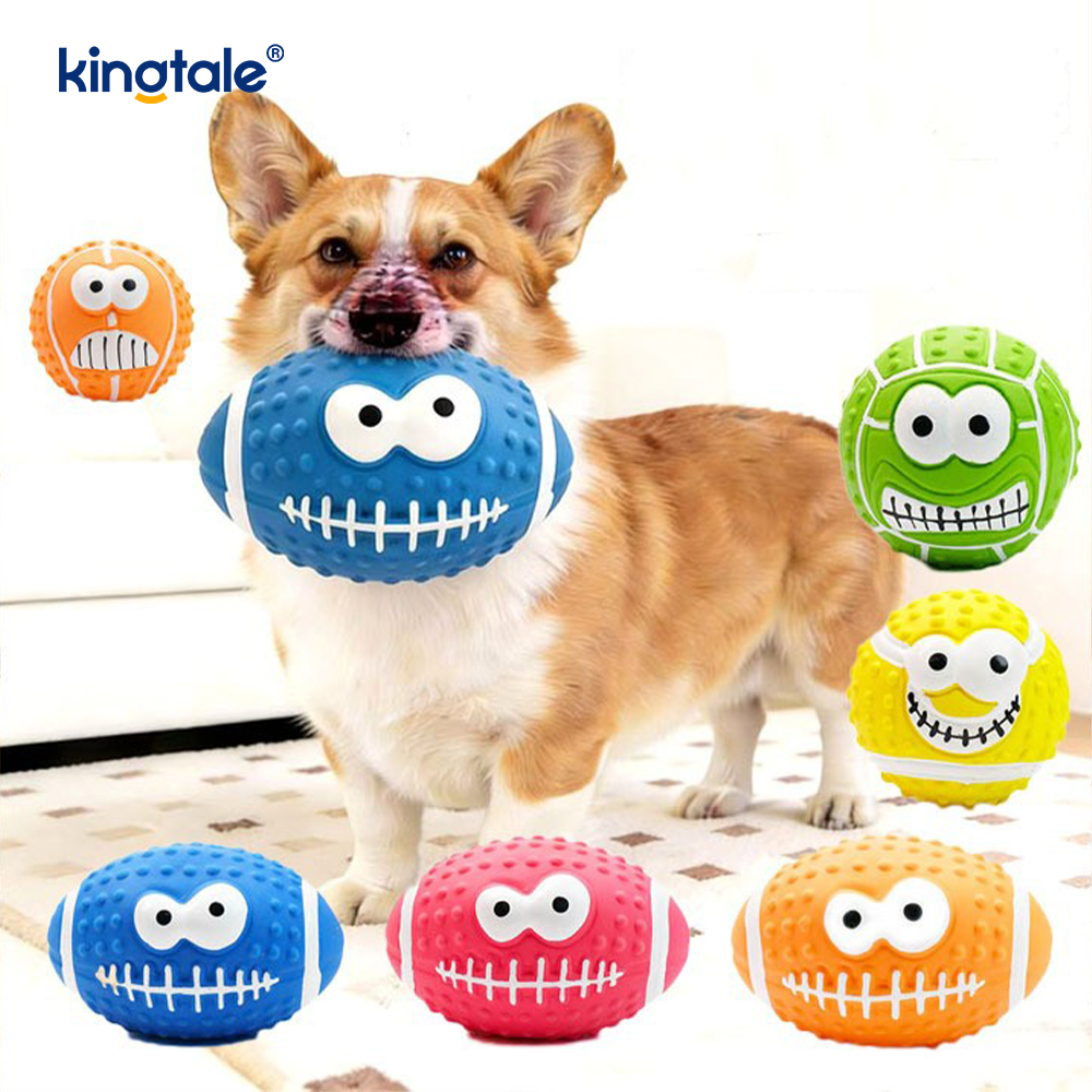Jouet en Latex pour animaux de compagnie, boule de visage Smiley sonore, intérieure et extérieure