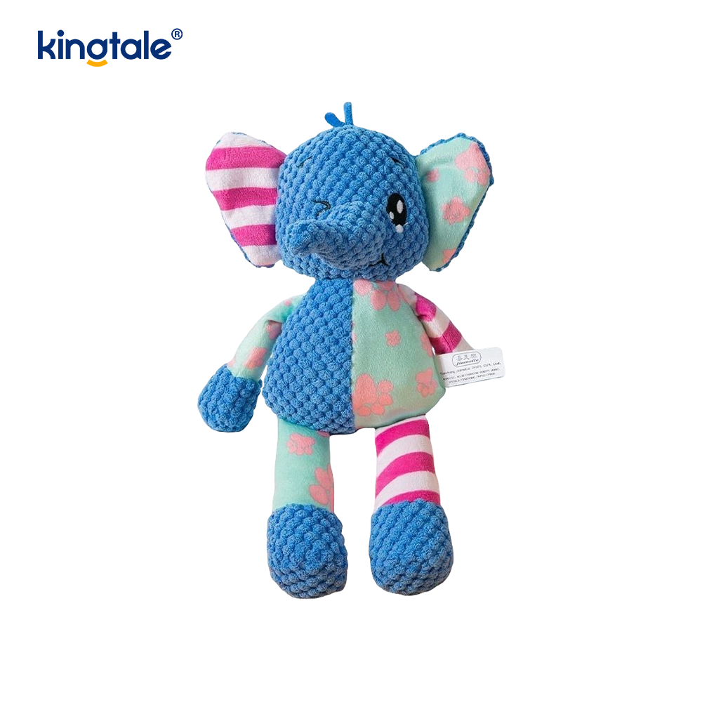 Jouet doux d'animal familier de peluche d'éléphant bleu avec le tissu bleu lavable en machine