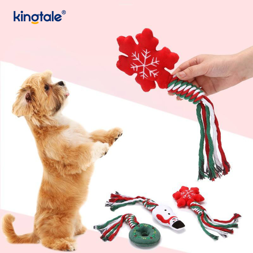 Jouets en peluche de corde de noël pour animaux de compagnie, jouet à mâcher pour chiot pour la dentition