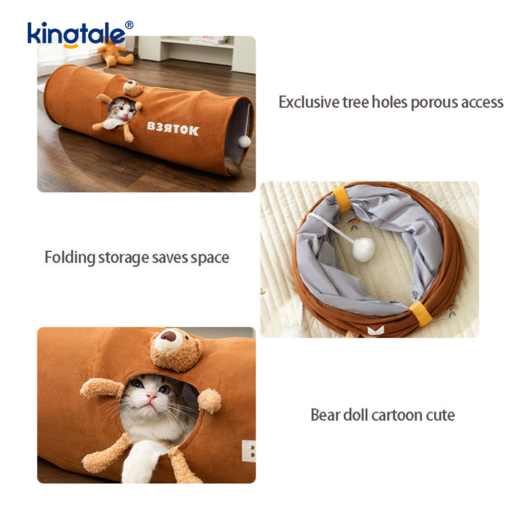 Jouet pliable pour chat, Tunnel droit de dessin animé, jouet interactif Unny, cadeau pour chat