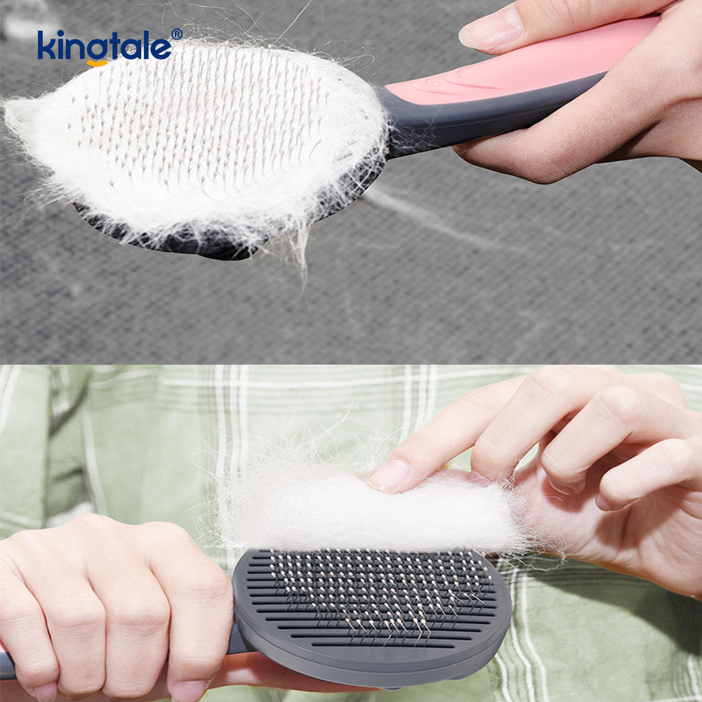 Brosse lisse autonettoyante, râteau de toilettage pour animaux de compagnie et peigne anti-puces pour chiens