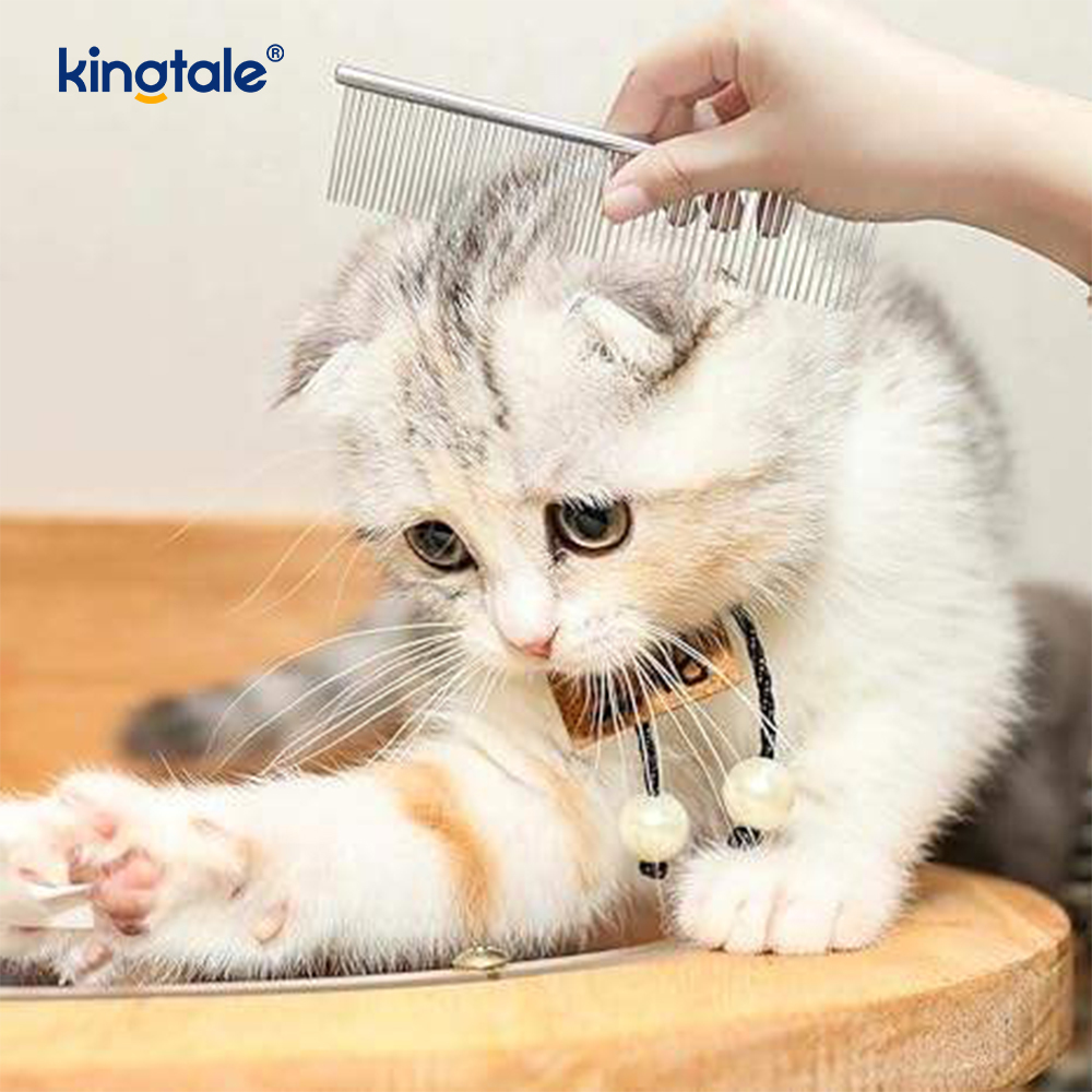 Peigne de toilettage en acier inoxydable, peigne pour chien, peigne en métal pour chat, pour enlever les enchevêtrements et les nœuds