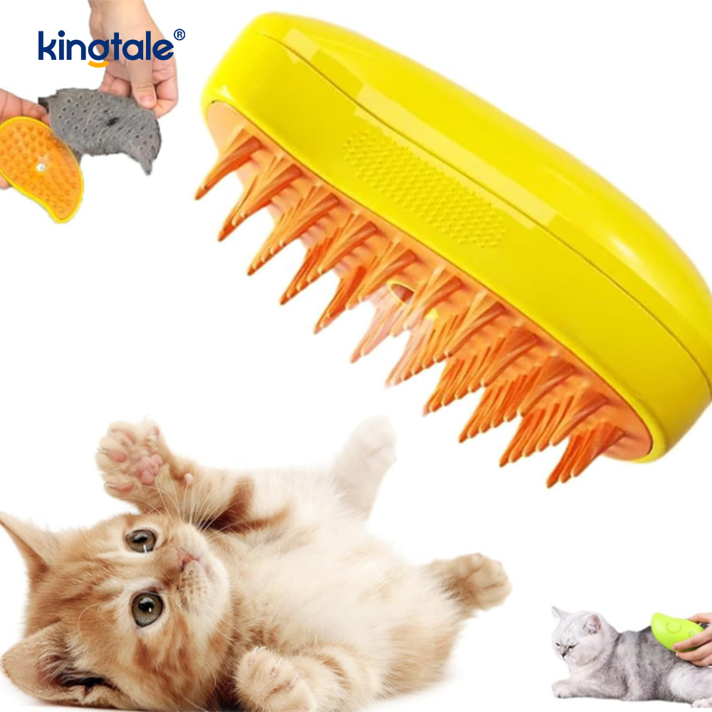 Brosse à vapeur pour chat 3 en 1, brosse pour animaux de compagnie, peigne de Massage en Silicone pour poils de chien