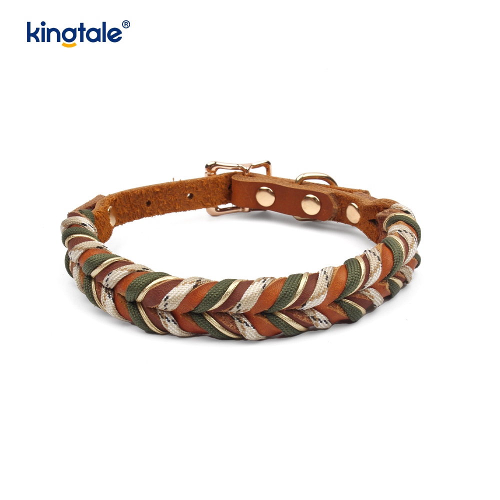 Colliers et laisses pour animaux de compagnie en cuir véritable Ensemble collier et laisse en corde pour chien