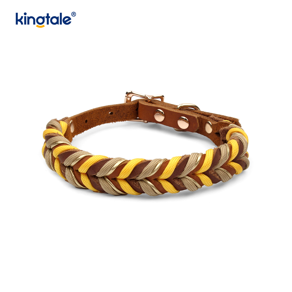 Colliers et laisses pour animaux de compagnie en cuir véritable Ensemble collier et laisse en corde pour chien