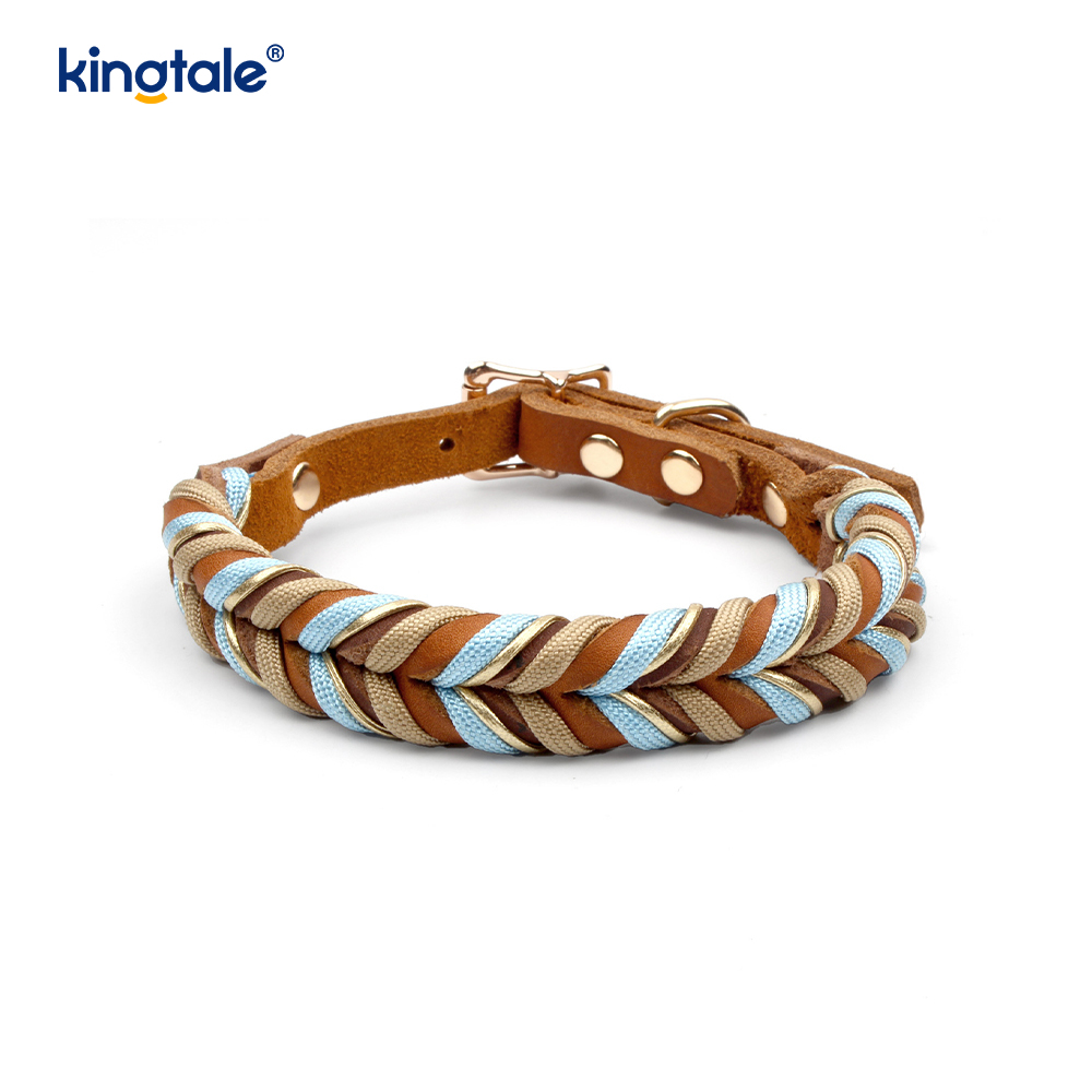 Colliers et laisses pour animaux de compagnie en cuir véritable Ensemble collier et laisse en corde pour chien