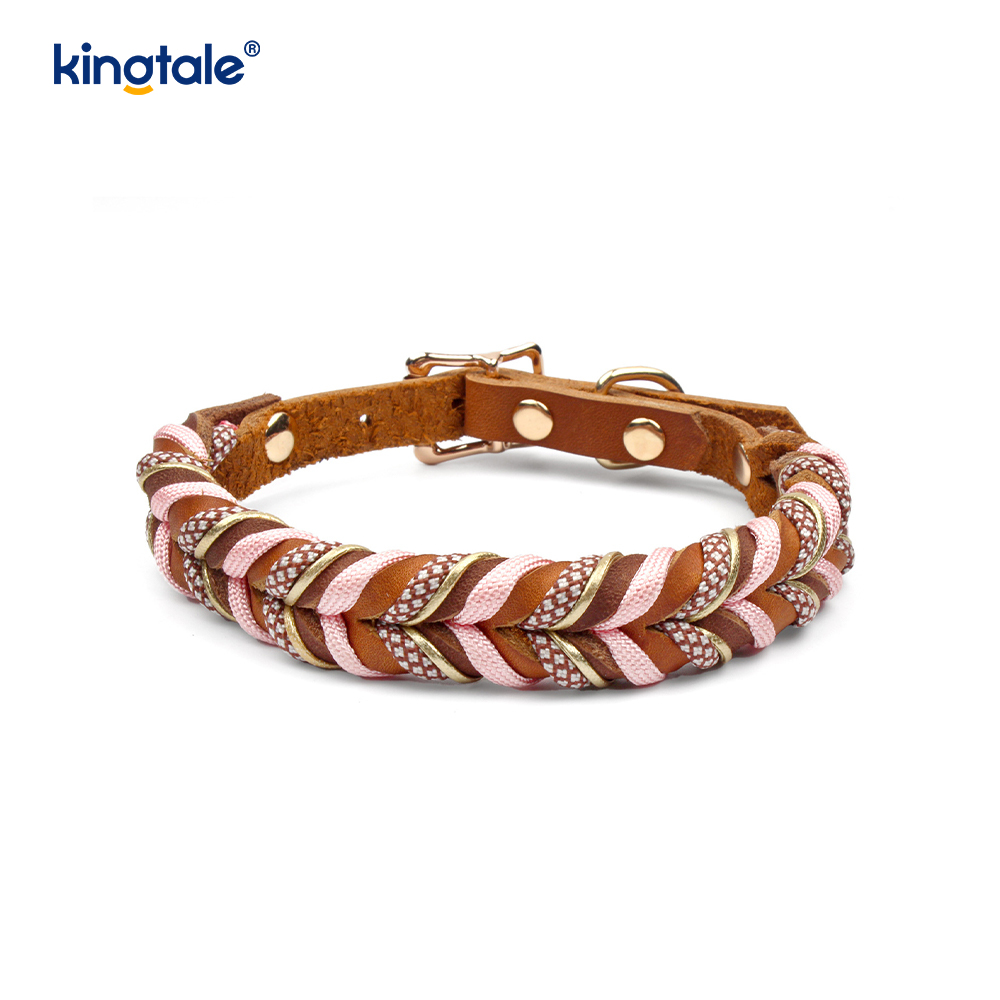 Colliers et laisses pour animaux de compagnie en cuir véritable Ensemble collier et laisse en corde pour chien