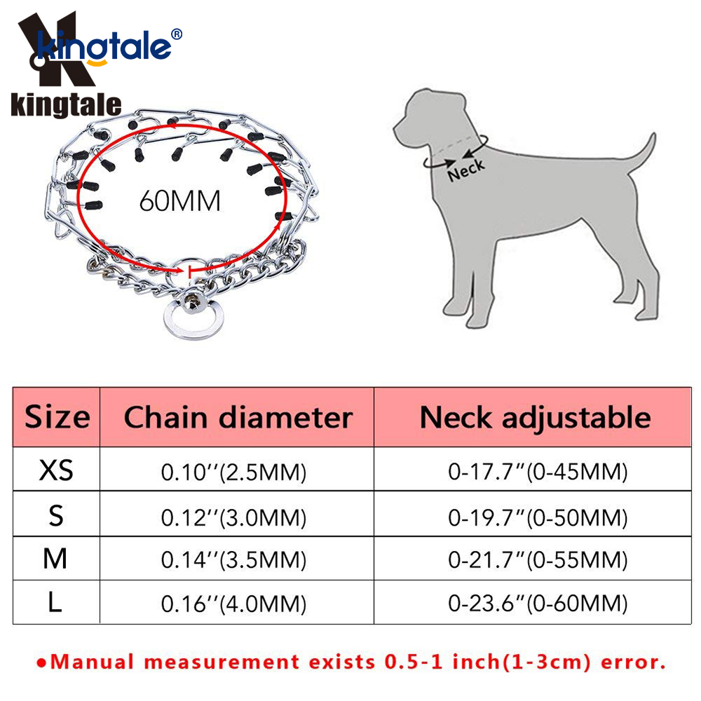 Colliers étrangleurs pour animaux de compagnie, en acier au carbone, à griffes métalliques, collier d'entraînement pour chiens
