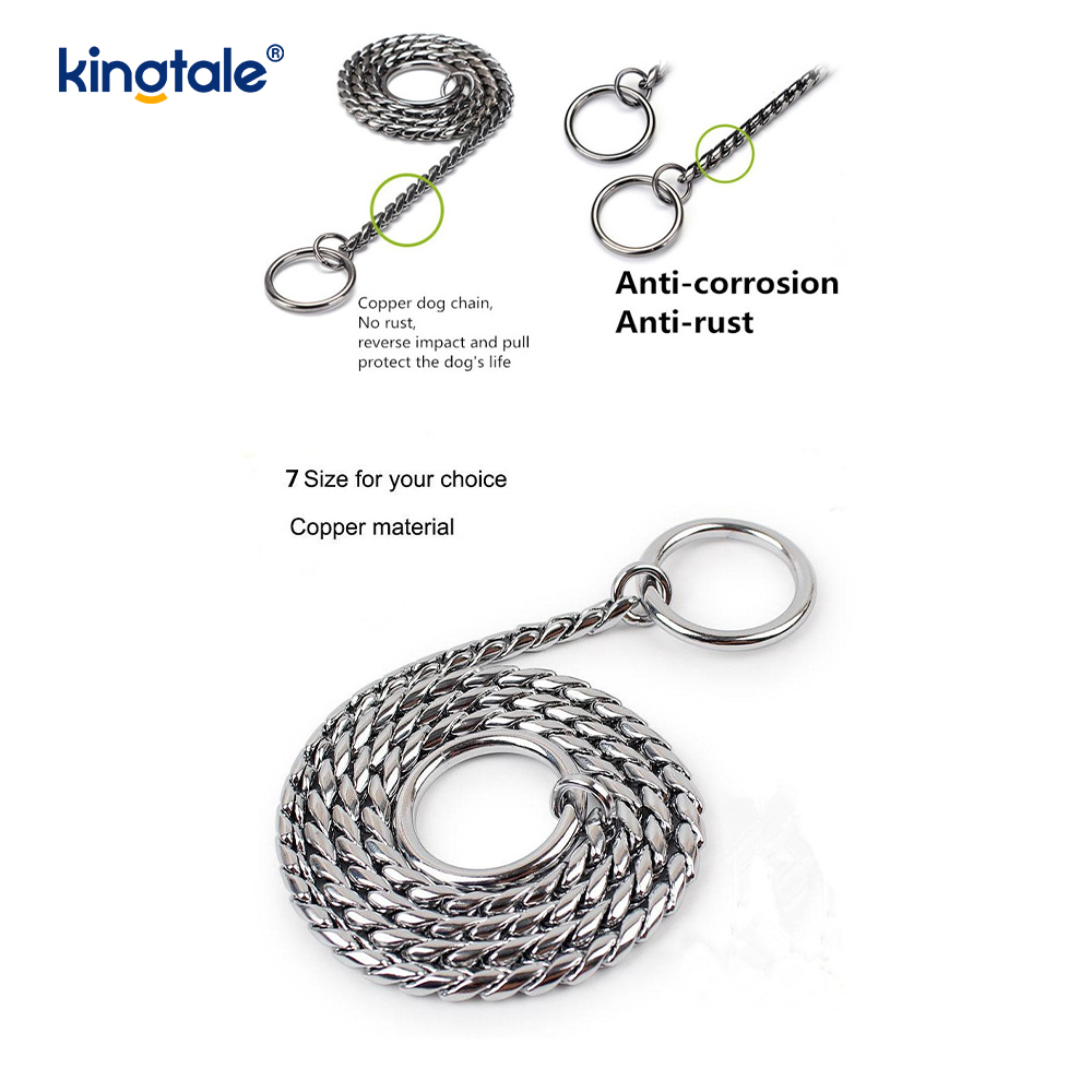 Collier de chaîne de chien de serpent en métal de cuivre pur pour les chiens de petite et moyenne taille
