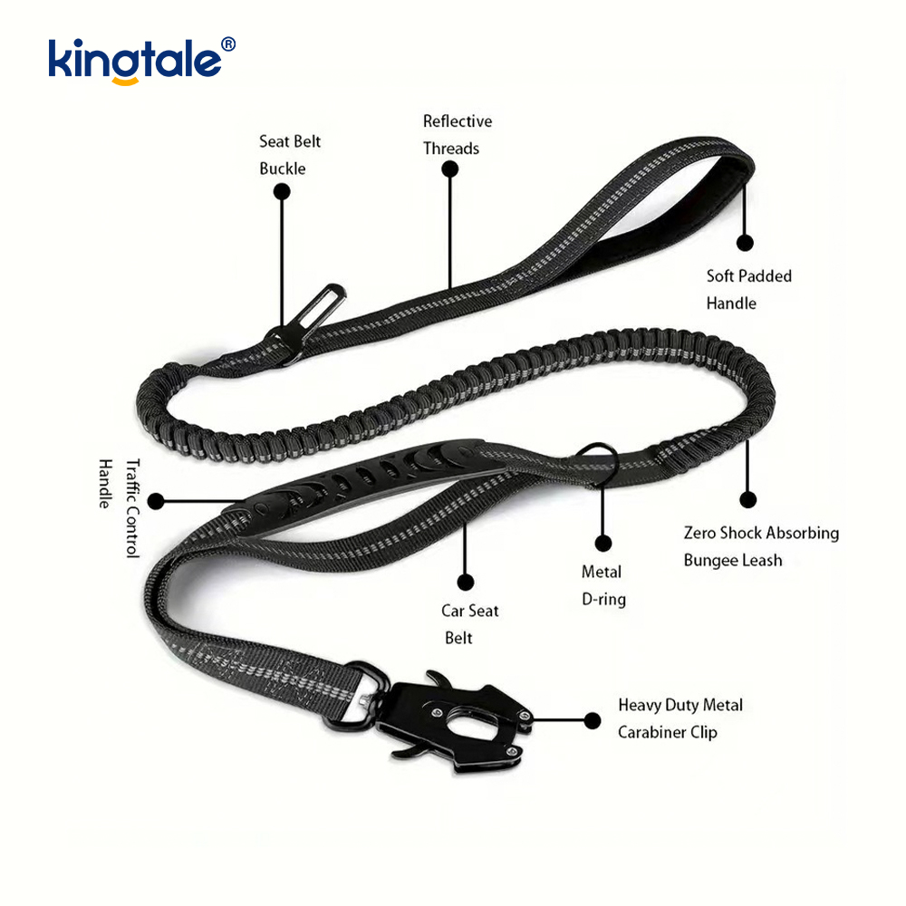 Laisse pour chien robuste 4 en 1 avec ceinture de sécurité de voiture et poignée rembourrée douce
