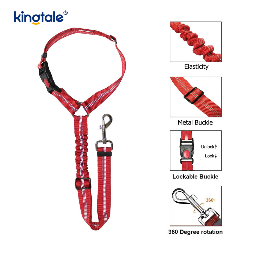 Laisse de ceinture de sécurité de voiture pour animaux de compagnie réfléchissante en polyester durable Anti-Rush Anti-Rush