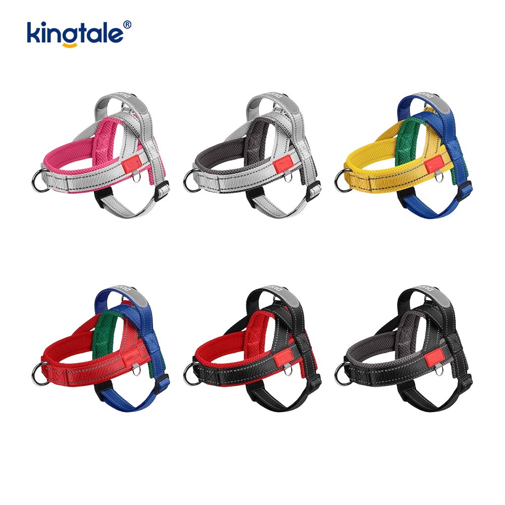 Harnais réfléchissant en nylon réglable pour chien de compagnie, vente en gros personnalisé, ensemble le moins
