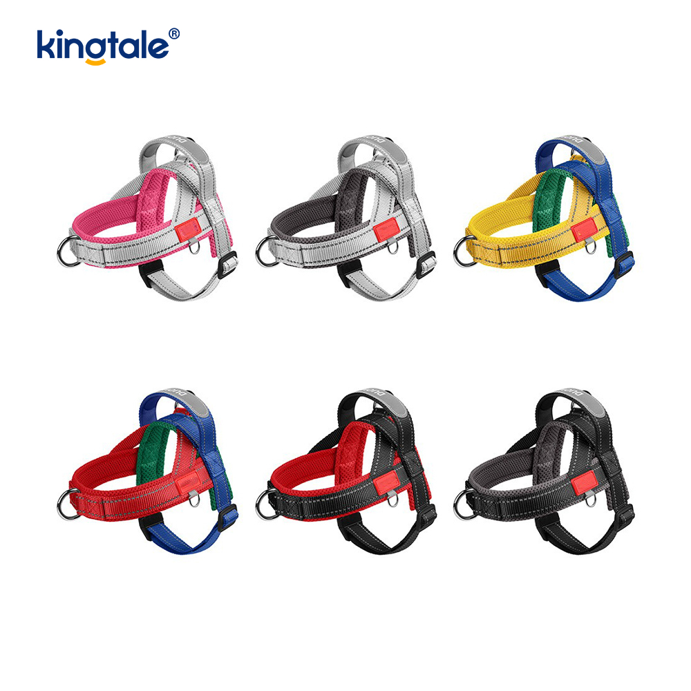 Harnais réfléchissant en nylon réglable pour chien de compagnie, vente en gros personnalisé, ensemble le moins