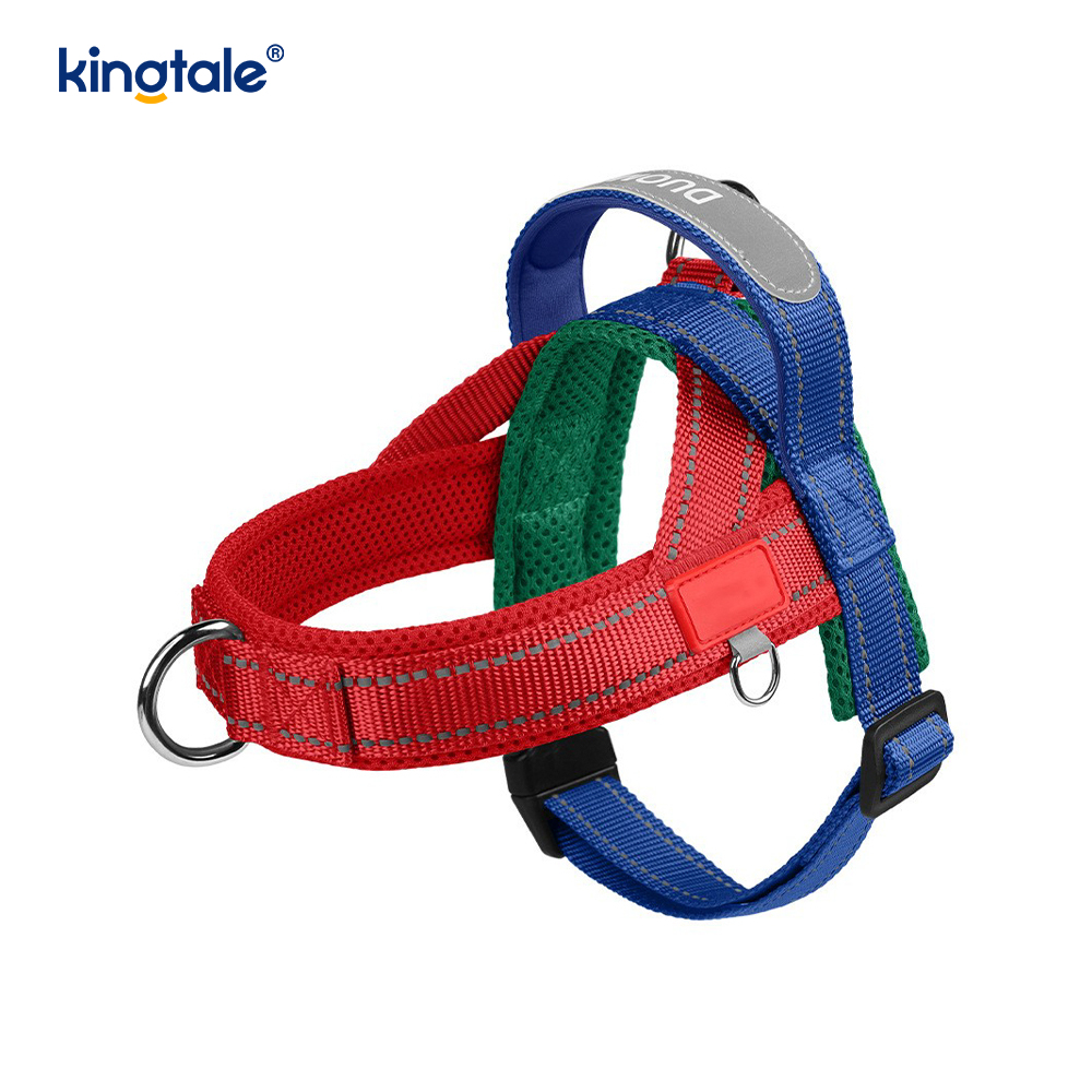 Harnais réfléchissant en nylon réglable pour chien de compagnie, vente en gros personnalisé, ensemble le moins