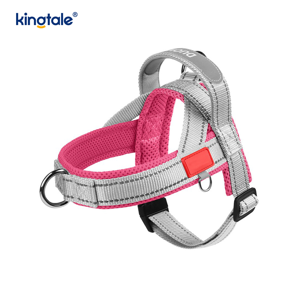 Harnais réfléchissant en nylon réglable pour chien de compagnie, vente en gros personnalisé, ensemble le moins