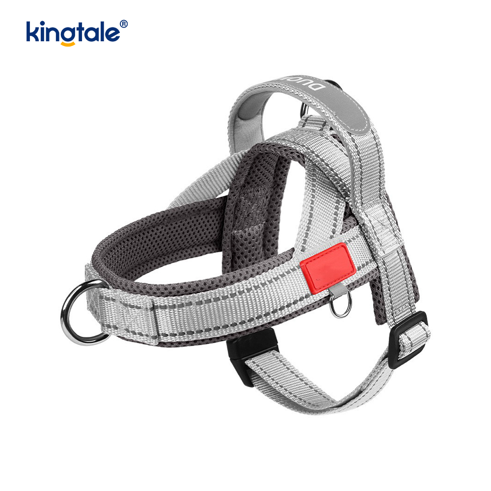 Harnais réfléchissant en nylon réglable pour chien de compagnie, vente en gros personnalisé, ensemble le moins