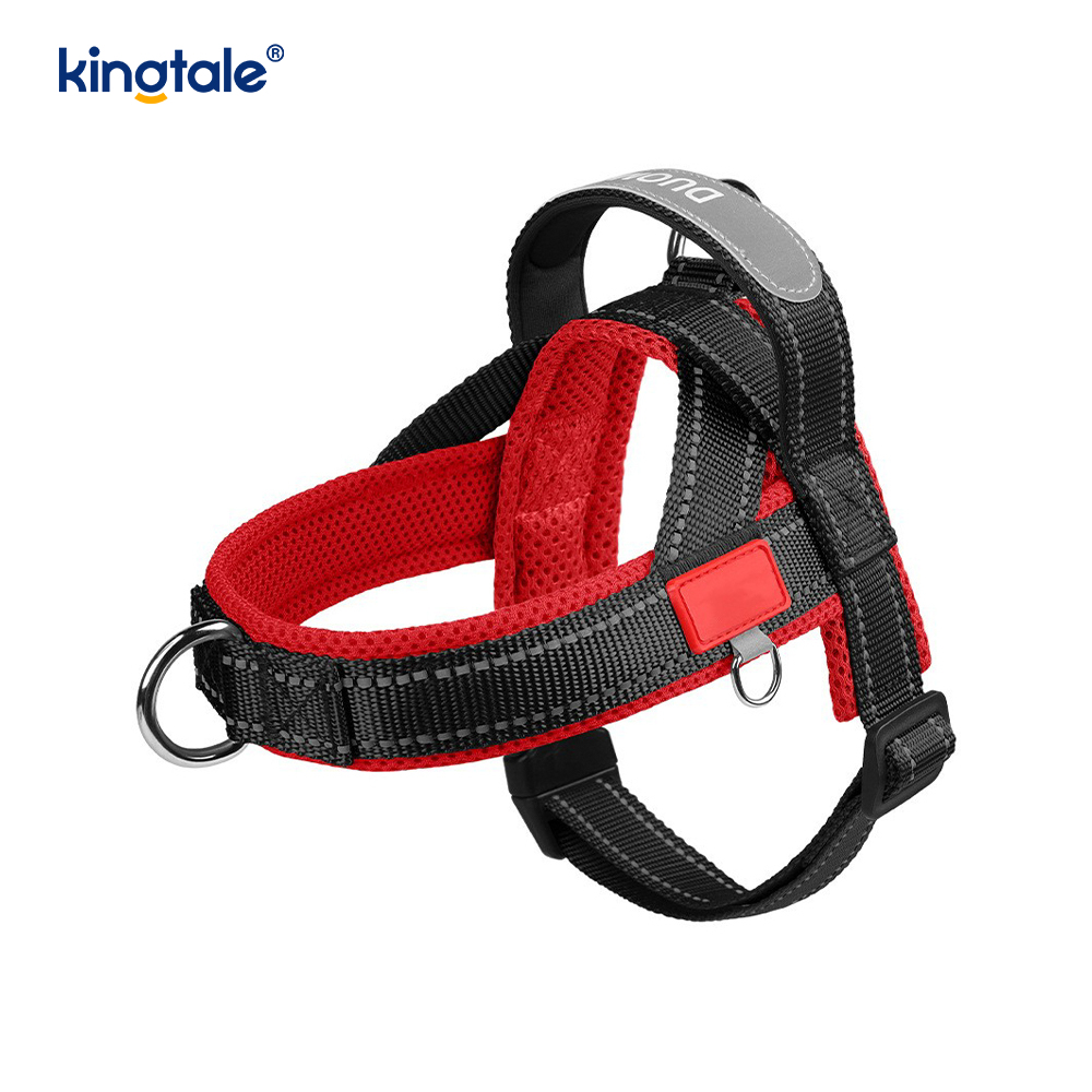 Harnais réfléchissant en nylon réglable pour chien de compagnie, vente en gros personnalisé, ensemble le moins