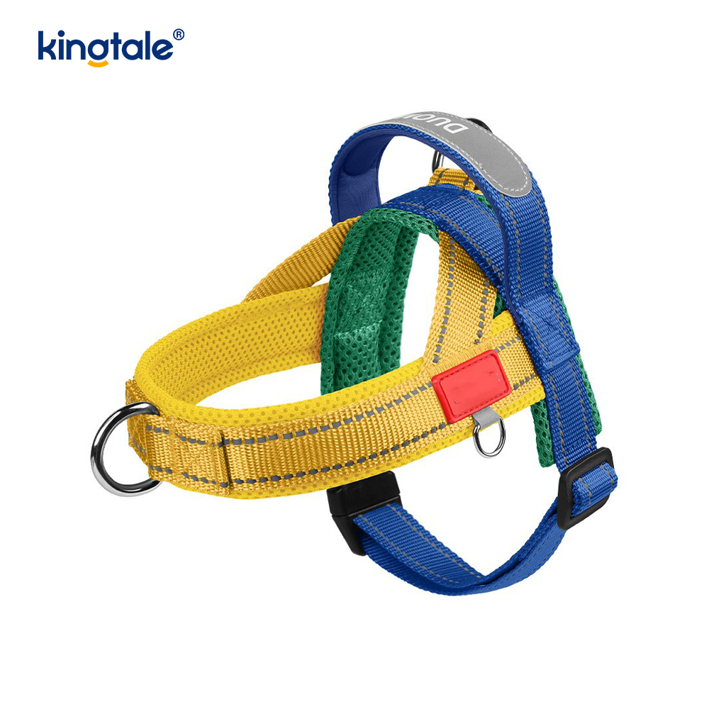 Harnais réfléchissant en nylon réglable pour chien de compagnie, vente en gros personnalisé, ensemble le moins