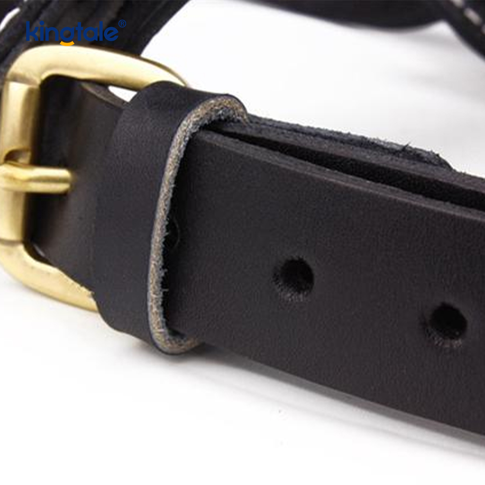 Harnais en cuir de vache noir pour chien, élargissant et épaississant