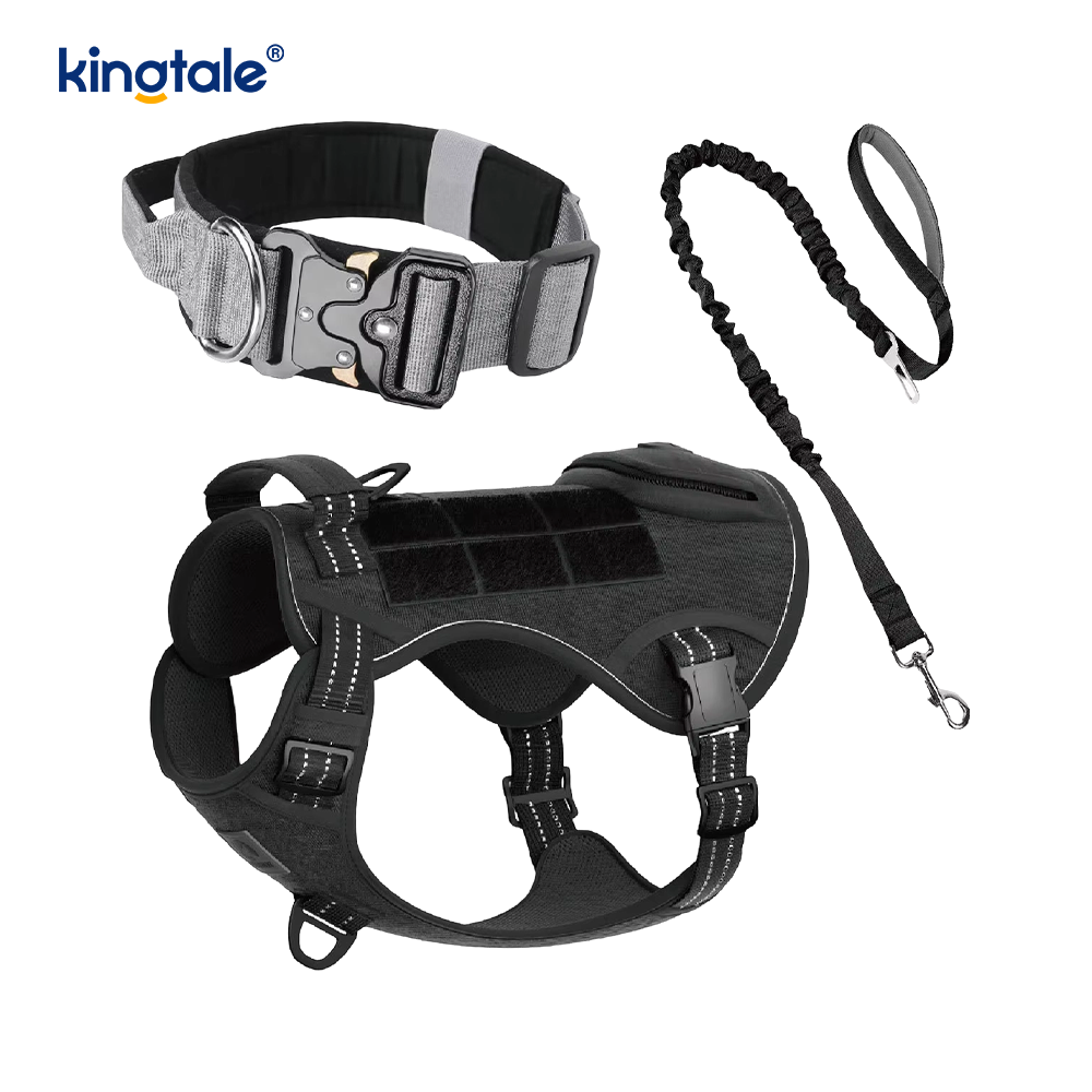 Ensemble de harnais de laisse de collier de chien tactique robuste pour grands chiens