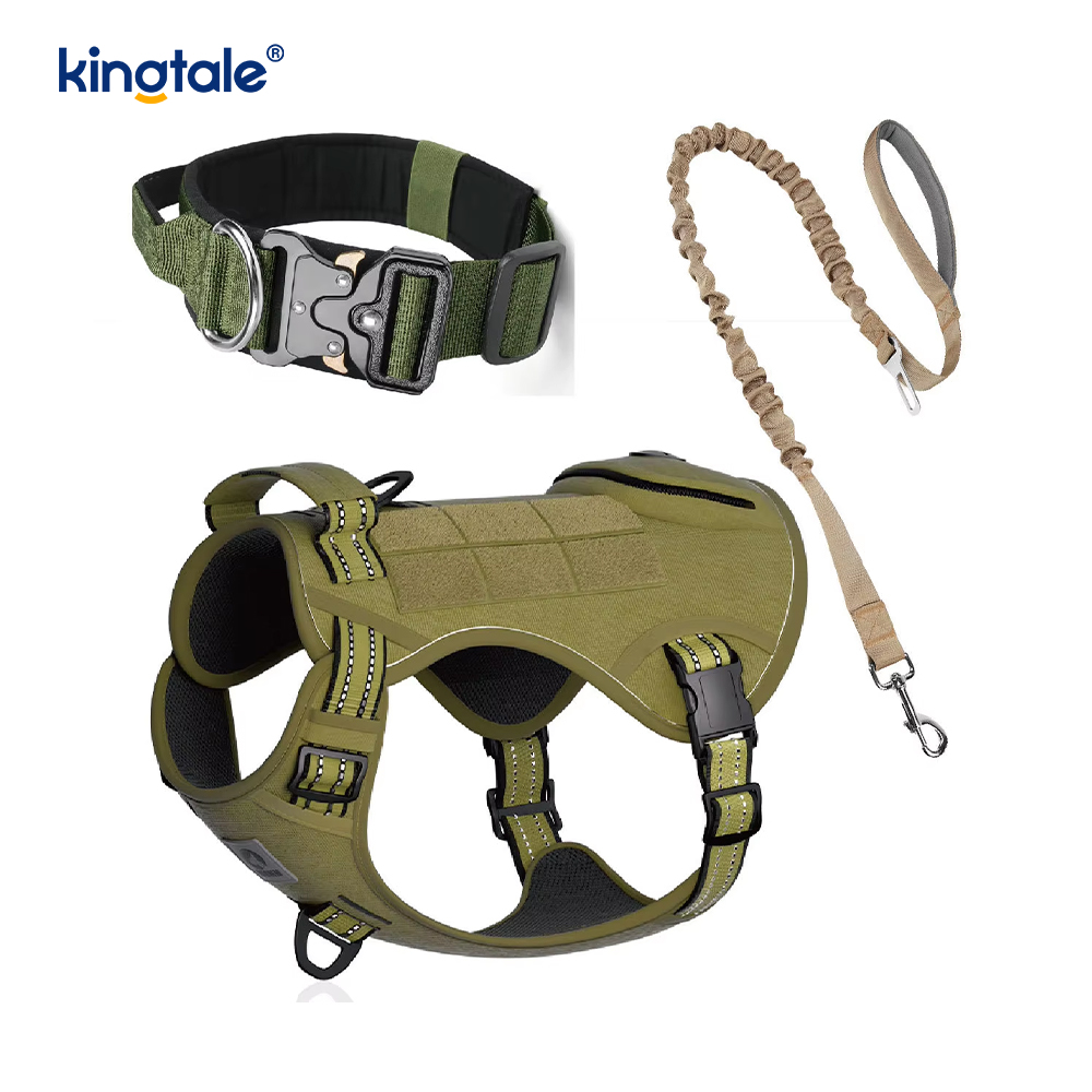 Ensemble de harnais de laisse de collier de chien tactique robuste pour grands chiens
