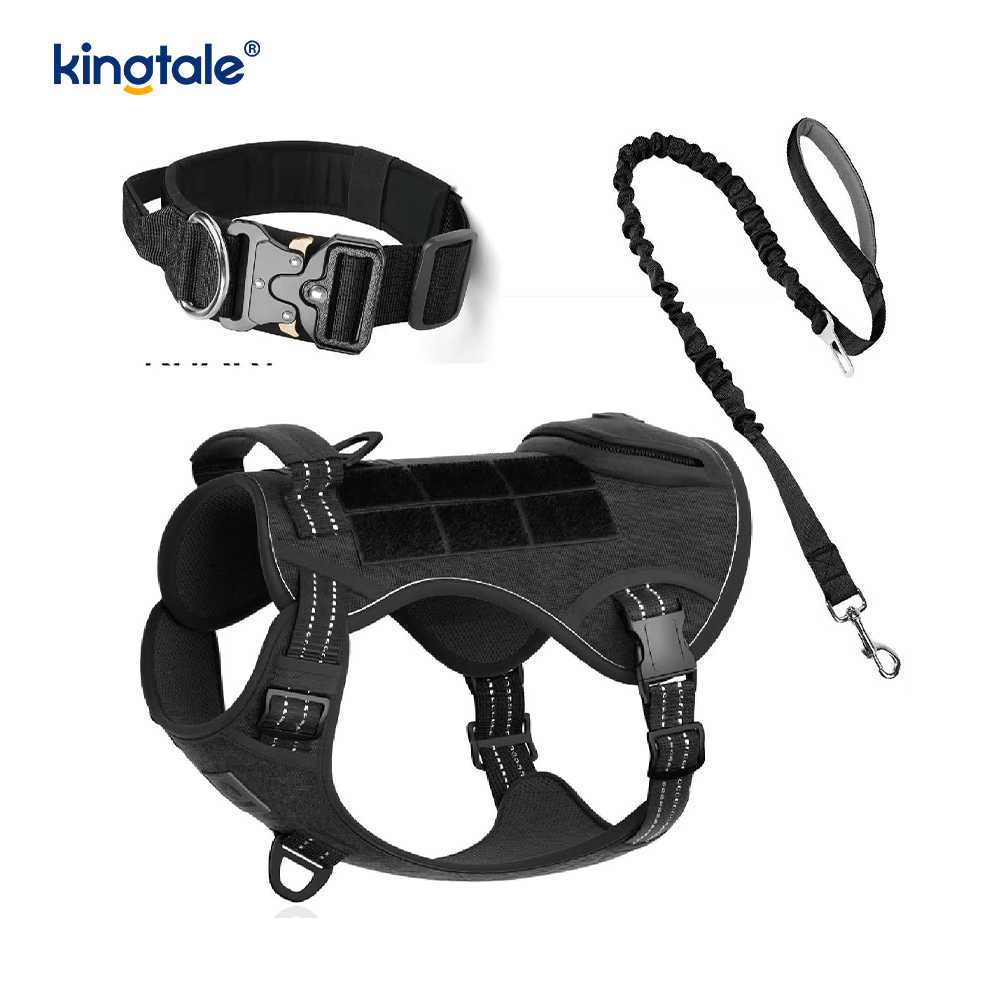 Ensemble de harnais de laisse de collier de chien tactique robuste pour grands chiens