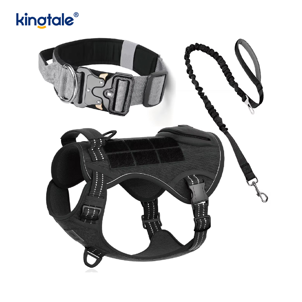 Ensemble de harnais de laisse de collier de chien tactique robuste pour grands chiens