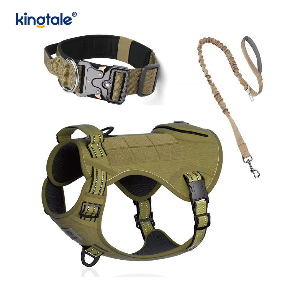 Ensemble de harnais de laisse de collier de chien tactique robuste pour grands chiens