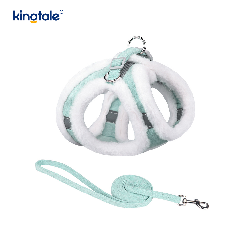 Harnais pour chien en peluche, ensemble de laisse, gilet de harnais pour chiens de marche d'automne
