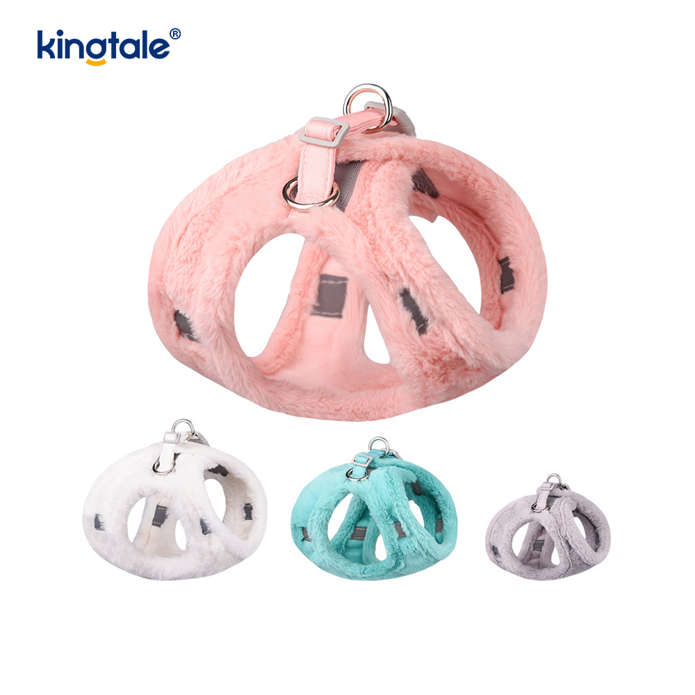 Harnais pour chien en peluche, ensemble de laisse, gilet de harnais pour chiens de marche d'automne