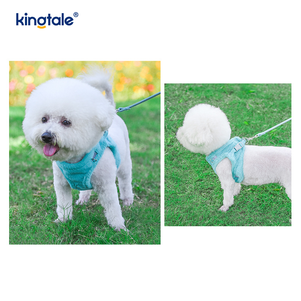 Harnais pour chien en peluche, ensemble de laisse, gilet de harnais pour chiens de marche d'automne