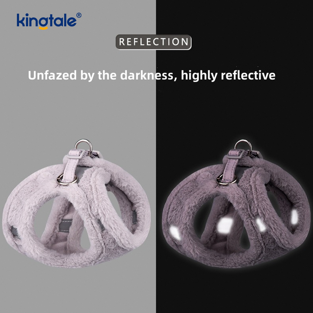 Harnais pour chien en peluche, ensemble de laisse, gilet de harnais pour chiens de marche d'automne