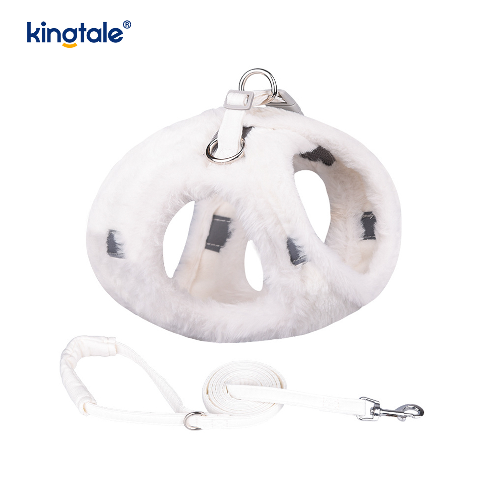 Harnais pour chien en peluche, ensemble de laisse, gilet de harnais pour chiens de marche d'automne