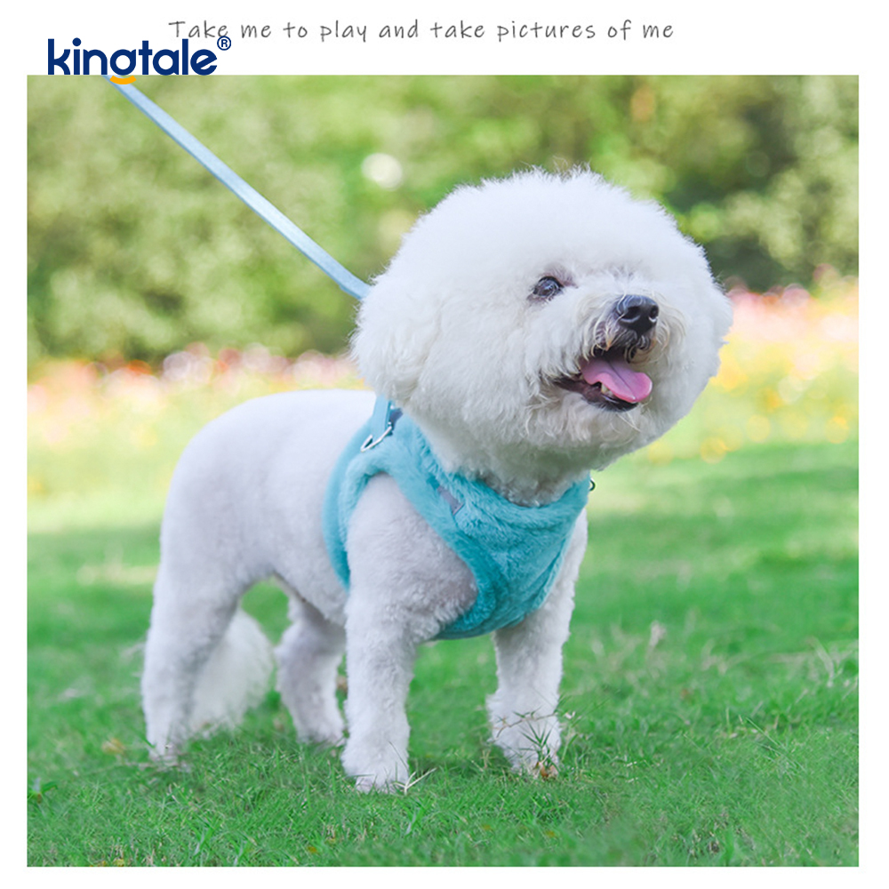 Harnais pour chien en peluche, ensemble de laisse, gilet de harnais pour chiens de marche d'automne