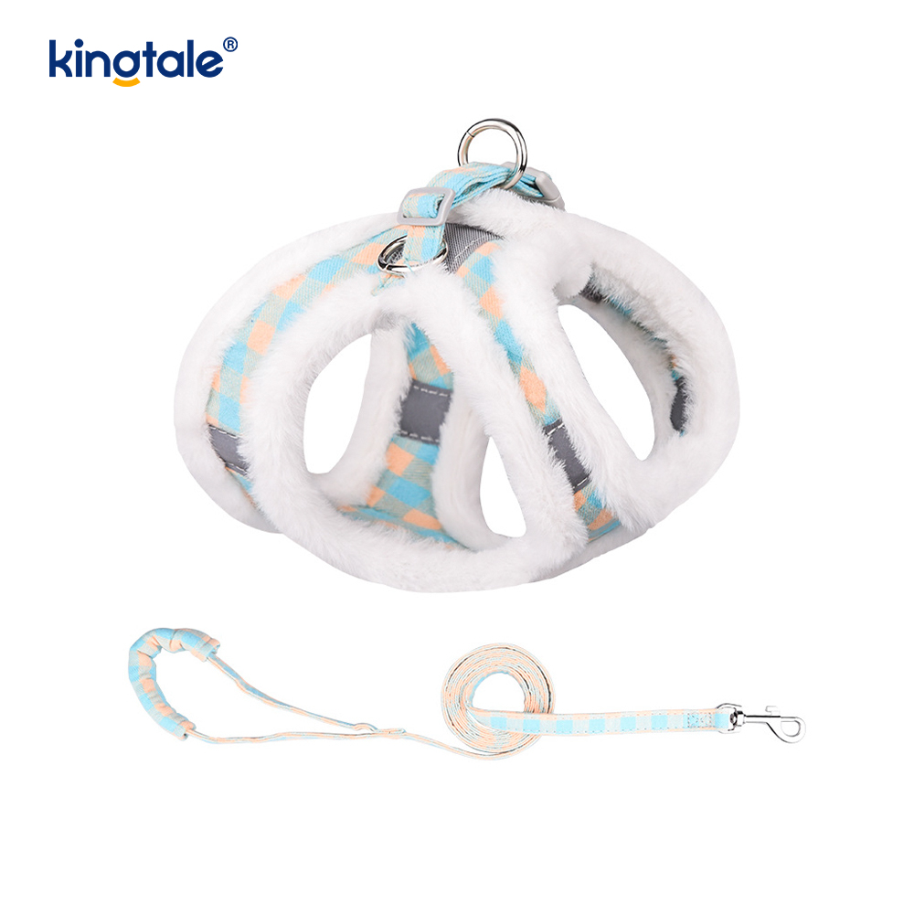 Harnais pour chien en peluche, ensemble de laisse, gilet de harnais pour chiens de marche d'automne