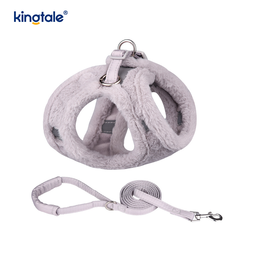 Harnais pour chien en peluche, ensemble de laisse, gilet de harnais pour chiens de marche d'automne