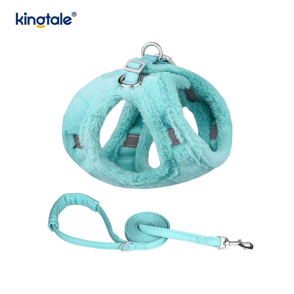 Harnais pour chien en peluche, ensemble de laisse, gilet de harnais pour chiens de marche d'automne