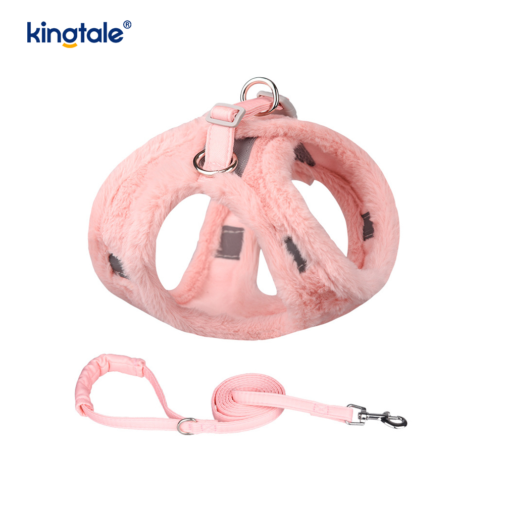 Harnais pour chien en peluche, ensemble de laisse, gilet de harnais pour chiens de marche d'automne