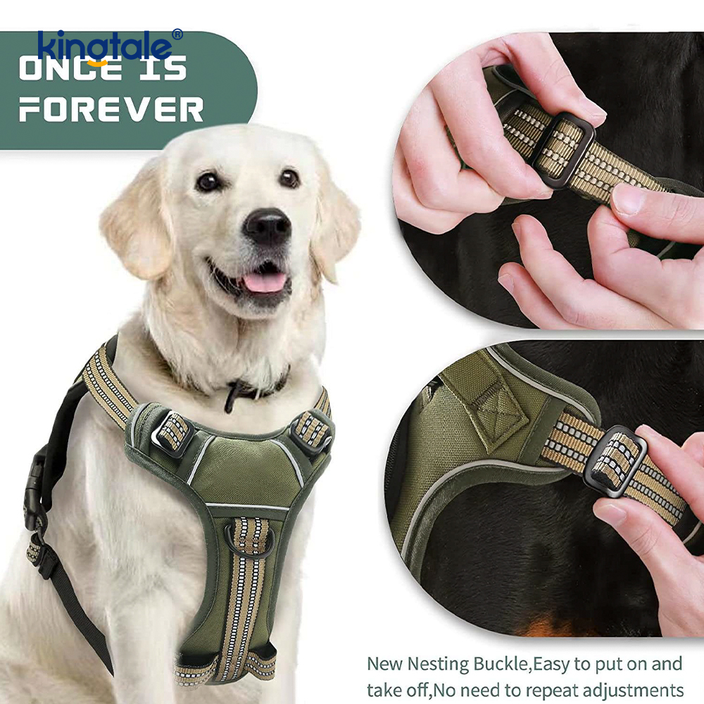 Gilet réglable sans étranglement pour animaux de compagnie, avec laisse pour chien, harnais de marche réfléchissant pour animaux de compagnie