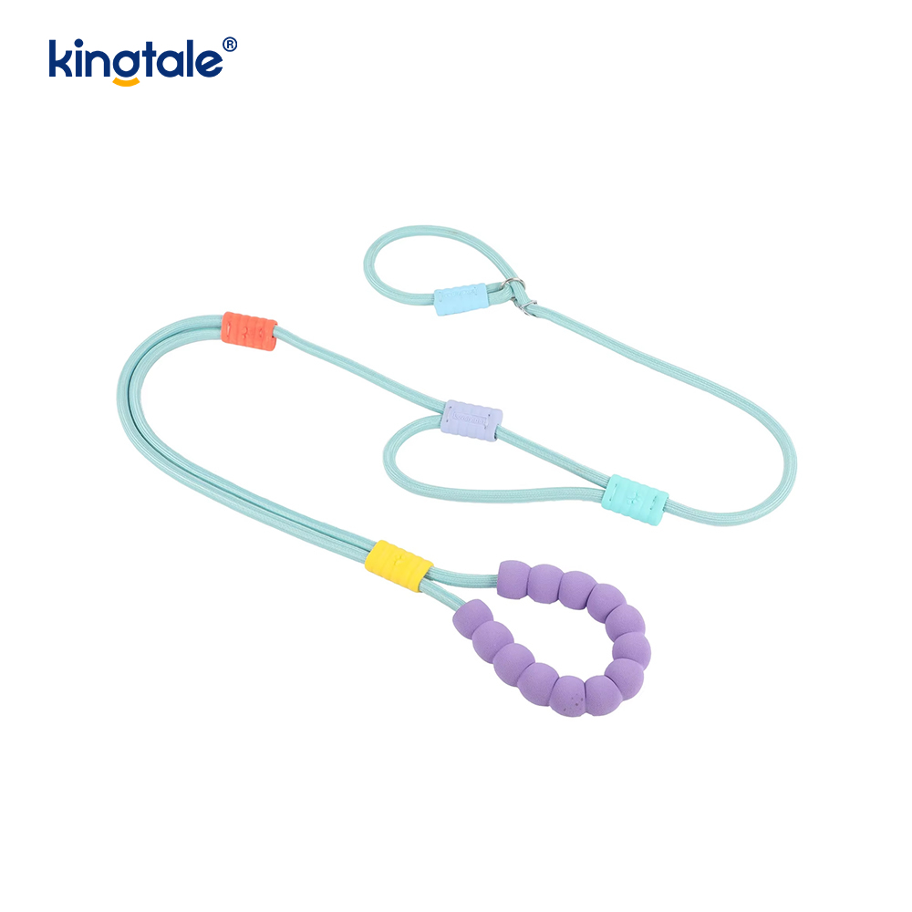 Aucune laisse colorée réglable en nylon durable de glissement de chien de poignée de double de traction