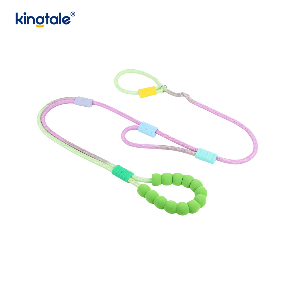 Aucune laisse colorée réglable en nylon durable de glissement de chien de poignée de double de traction