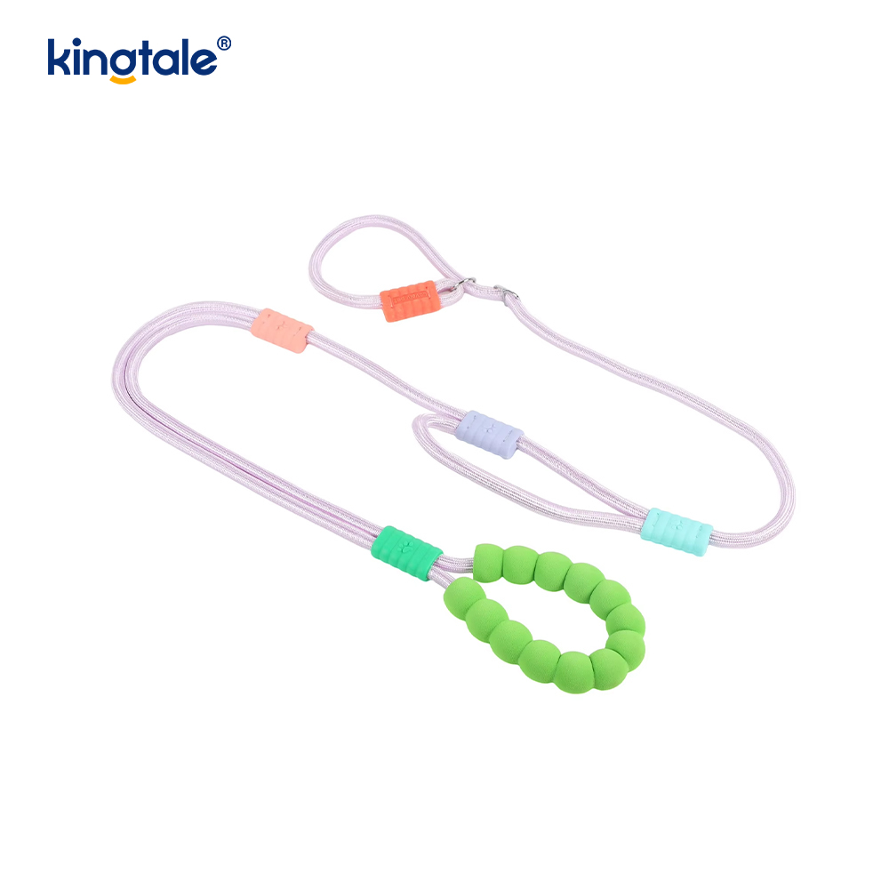 Aucune laisse colorée réglable en nylon durable de glissement de chien de poignée de double de traction